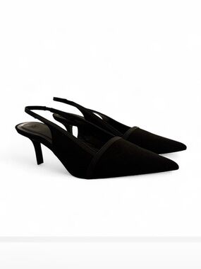H&M Black Pointed Slingback Heels
